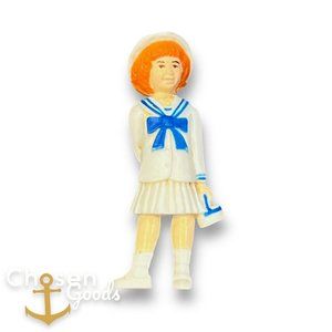 Vtg Dollhouse Sailor School Girl Red Hair 2" Tall Dress '82 Little Debbie Annie